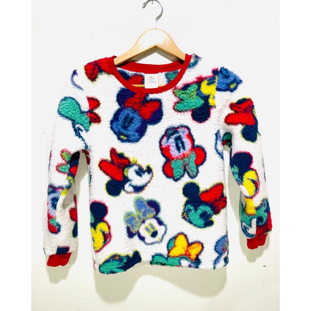 Disney Sweater Mickey Minnie mouse fun pile fleece colorful resort Kids girl L